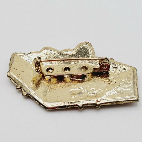 Christmas Brooch & Pin Gold Tone Christmas Present Brooch & Safety Pin Style - Picture 6 of 10